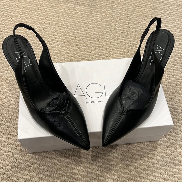 AGL Beatrice Leather Sling-Back Pumps in Black - Picture 6 of 10